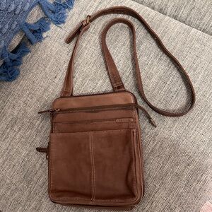 Fossil Brown Leather Messenger Bag in